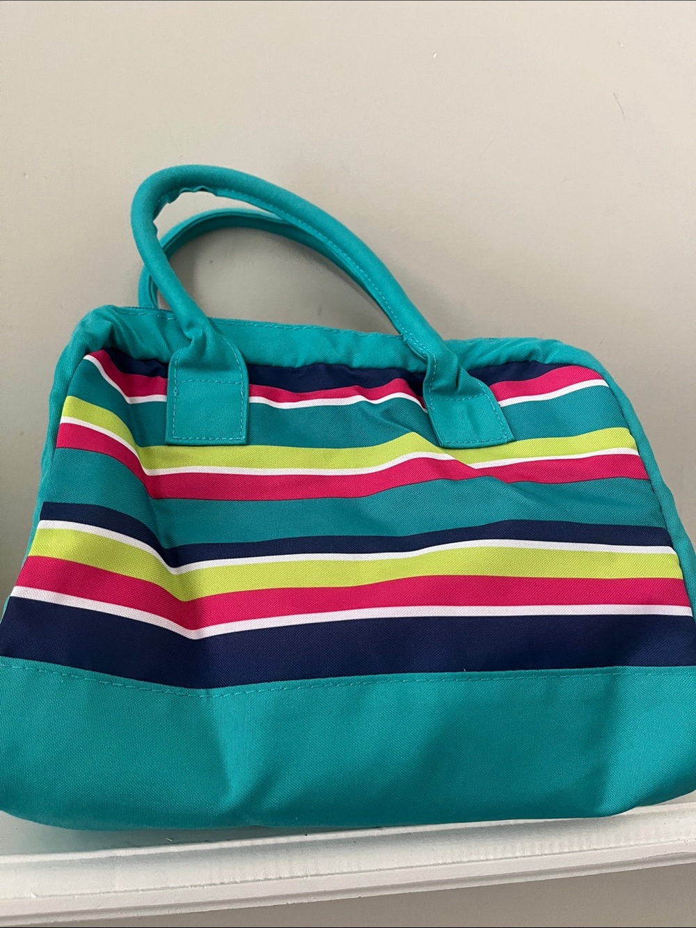 Teal Striped Tupperware Lunch Bag - Picture 4 of 6
